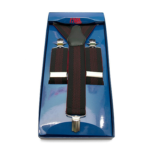 Підтяжки Gofin чоловічі бордово-чорні в смужку Y образні подарункові PU-0466