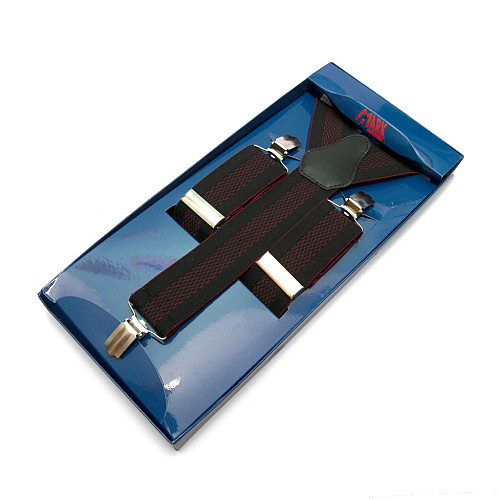 Підтяжки Gofin чоловічі бордово-чорні в смужку Y образні подарункові PU-0466