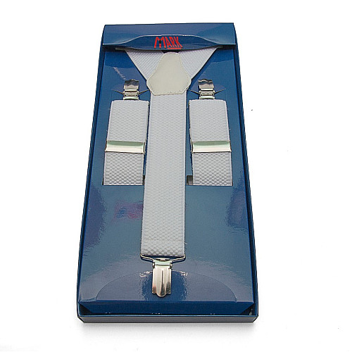 Подтяжки Gofin мужские белые Y образные подарочные PU-0468