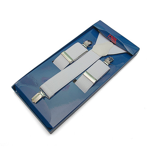 Подтяжки Gofin мужские белые Y образные подарочные PU-0468