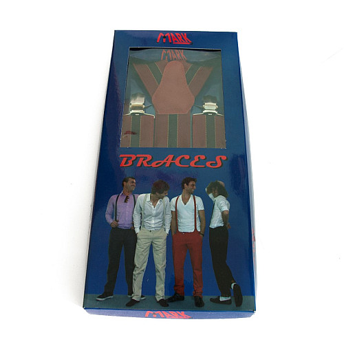 Чоловічі підтяжки Gofin Y образні бордові з чорною смужкою подарункові PU-0479