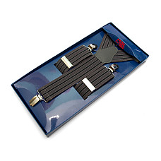 Мужские подтяжки Gofin Y образные серые с черной полоской подарочные PU-0483