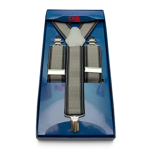 Чоловічі підтяжки Gofin Y образні сірі з білими крапками в смужки подарункові PU-0492