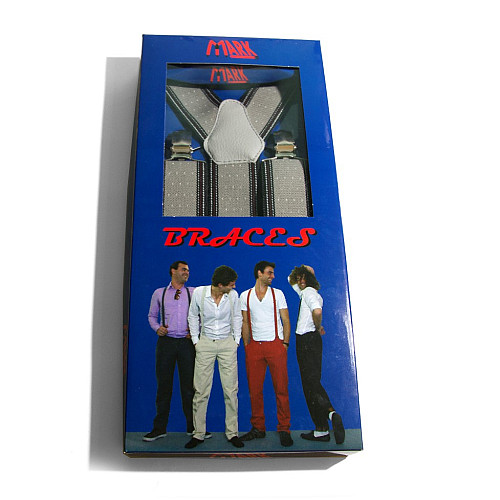 Чоловічі підтяжки Gofin Y образні сірі з білими крапками в смужки подарункові PU-0492