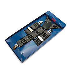 Мужские подтяжки Gofin Y образные черно-бежевые с рисунком подарочные PU-0497