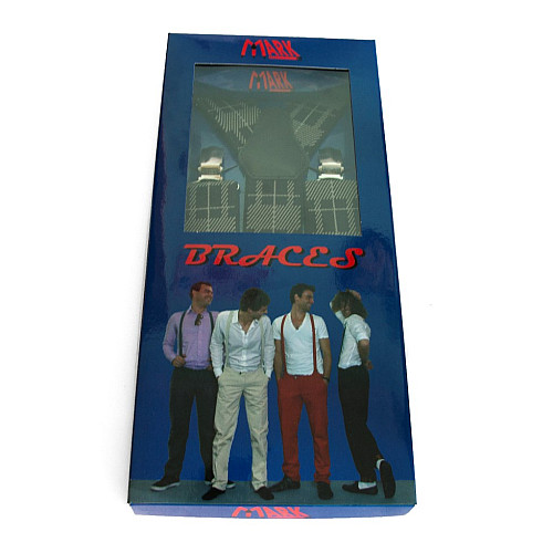 Мужские подтяжки Gofin Y образные черно-бежевые с рисунком подарочные PU-0497