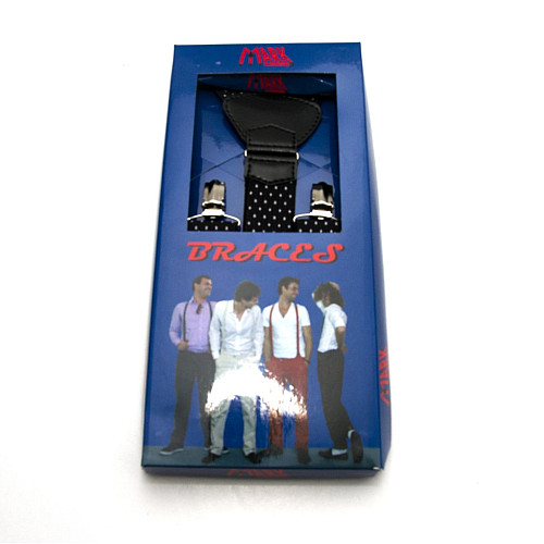 Подтяжки Gofin подарочные черные в белые крестики Y образные PU-0503