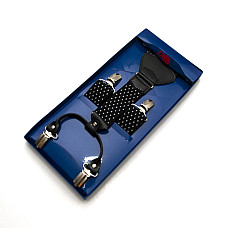 Подтяжки Gofin подарочные черные в белые крестики Y образные PU-0503