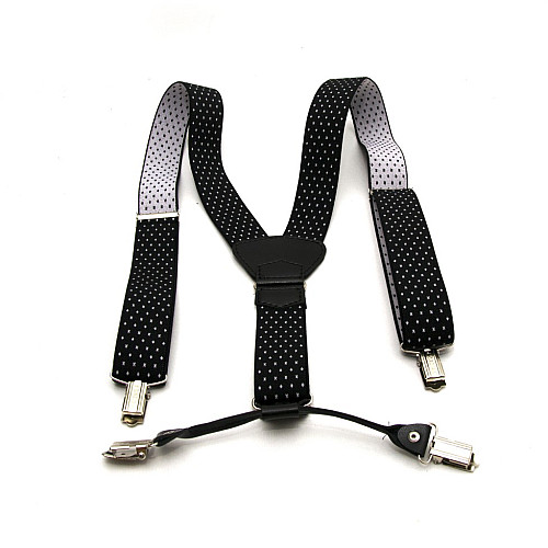 Подтяжки Gofin подарочные черные в белые крестики Y образные PU-0503