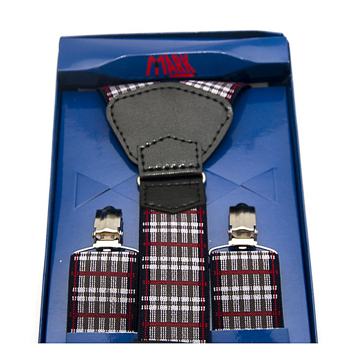 Подтяжки Gofin подарочные серые в в клетку Y образные PU-0504