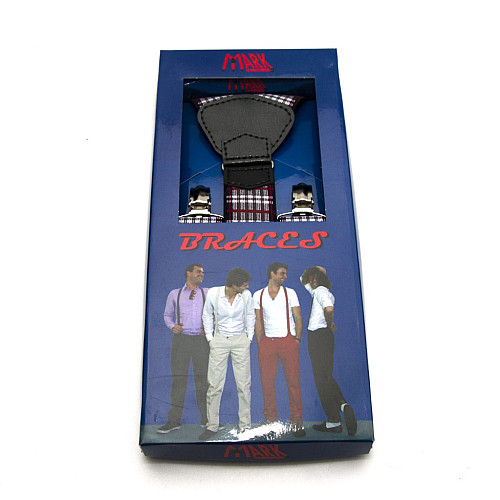 Подтяжки Gofin подарочные серые в в клетку Y образные PU-0504