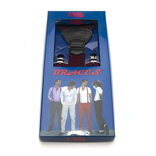 Подтяжки Gofin подарочные сине-бордовые в квадратики (шахматная доска) Y образные PU-0505