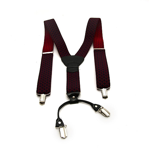 Подтяжки Gofin подарочные сине-бордовые в квадратики (шахматная доска) Y образные PU-0505