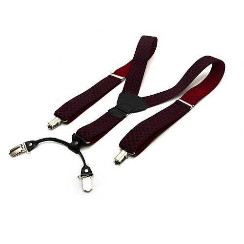 Подтяжки Gofin подарочные сине-бордовые в квадратики (шахматная доска) Y образные PU-0505