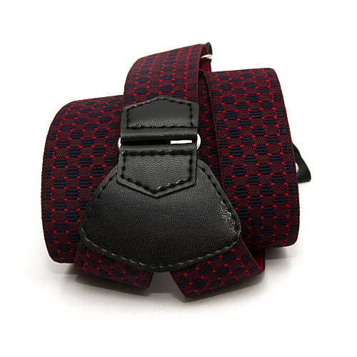 Подтяжки Gofin подарочные сине-бордовые в квадратики (шахматная доска) Y образные PU-0505