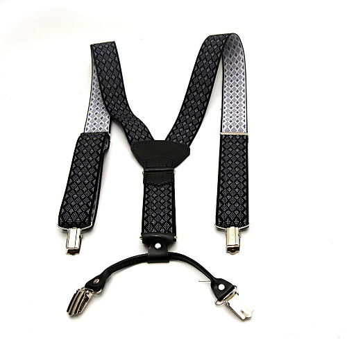 Підтяжки Gofin подарункові чорні в ромбіки Y образні PU-0506