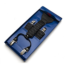 Подтяжки Gofin подарочные черные в ромбики Y образные PU-0506