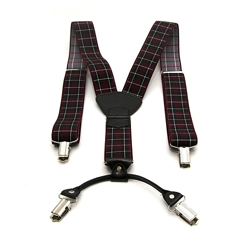 Подтяжки Gofin подарочные бордовые в клетку Y образные PU-0507