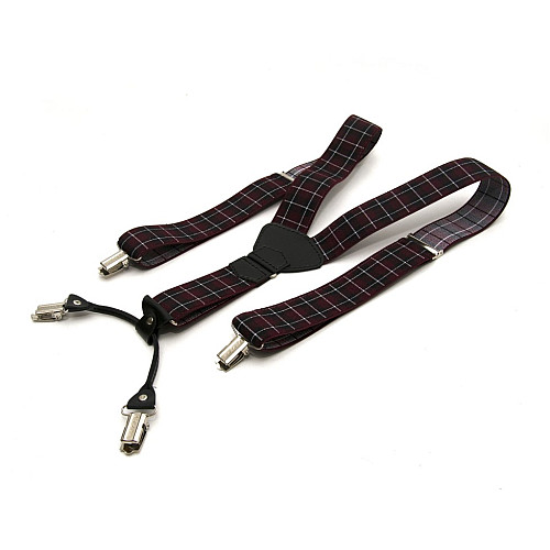 Подтяжки Gofin подарочные бордовые в клетку Y образные PU-0507