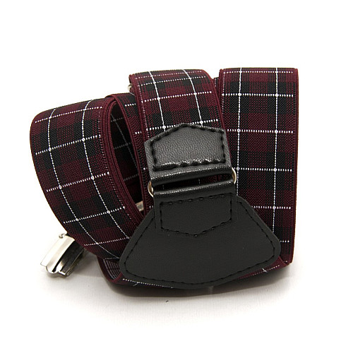 Подтяжки Gofin подарочные бордовые в клетку Y образные PU-0507
