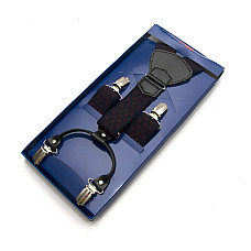 Підтяжки Gofin подарункові темно-сині в бордові ромбіки Y образні PU-0509