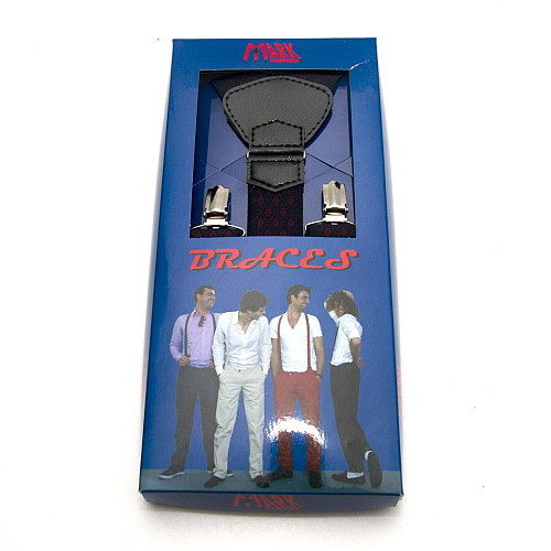 Підтяжки Gofin подарункові темно-сині в бордові ромбіки Y образні PU-0509