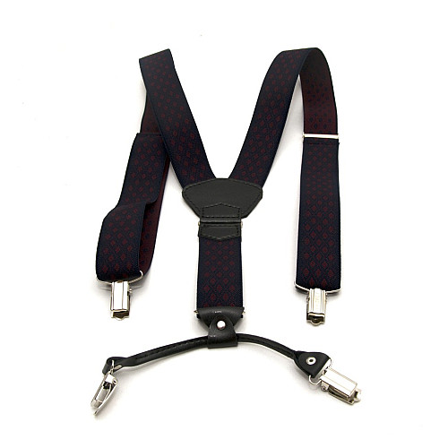 Підтяжки Gofin подарункові темно-сині в бордові ромбіки Y образні PU-0509