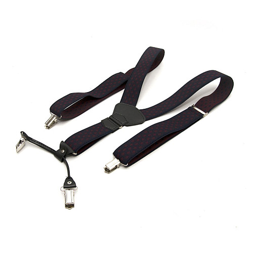 Підтяжки Gofin подарункові темно-сині в бордові ромбіки Y образні PU-0509