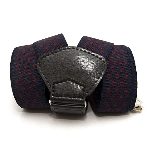 Підтяжки Gofin подарункові темно-сині в бордові ромбіки Y образні PU-0509