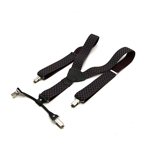 Підтяжки Gofin подарункові синьо-сірі в квадратики (шахівниця) Y образні PU-0510