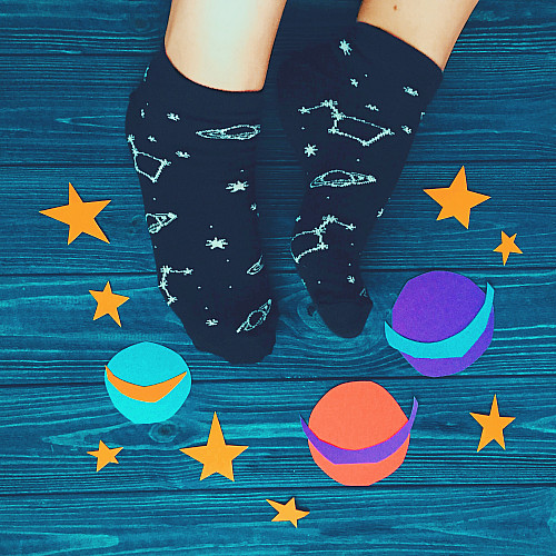 Короткі сині шкарпетки "Space" космос SOB-2005