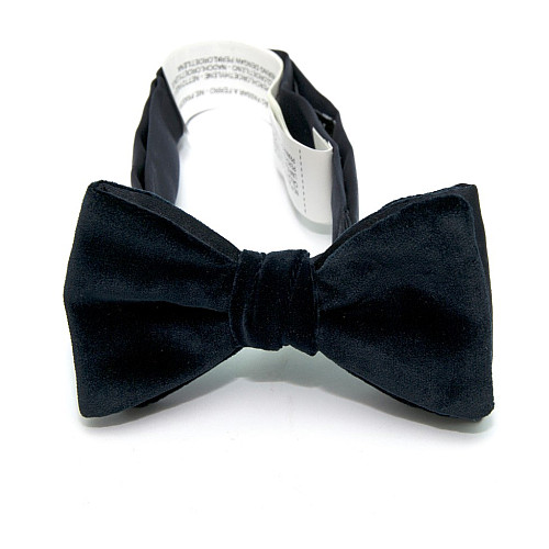 Елитная бархатная галстук бабочка Zara темно-синяя BZR-9008