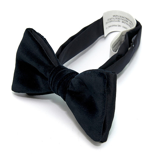 Елитная бархатная галстук бабочка Zara темно-синяя BZR-9008