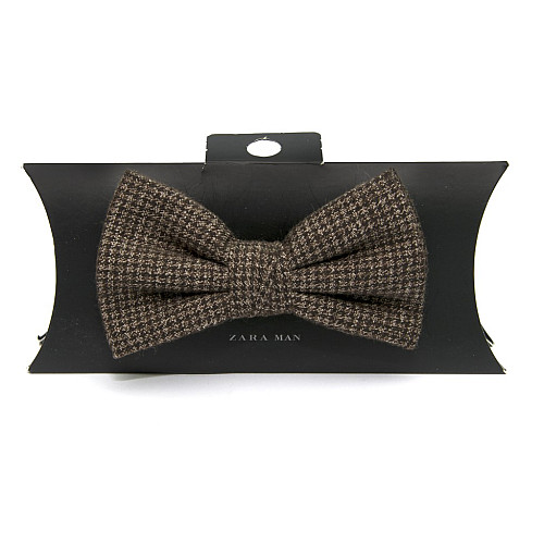 Елитная галстук бабочка Zara коричневая ретро стиль BZR-9009