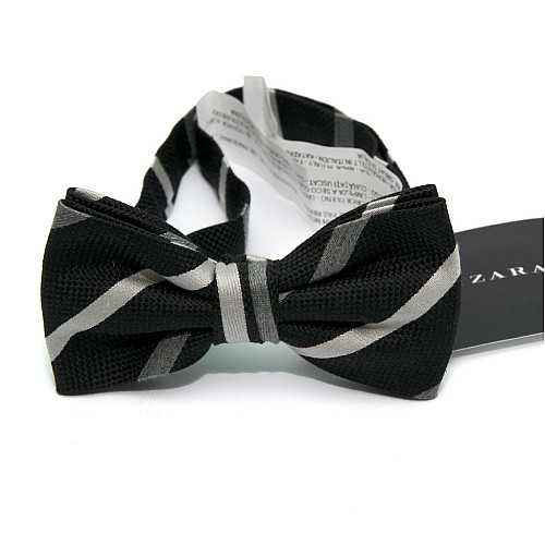 Галстук бабочка Zara черная в полоску BZR-9015