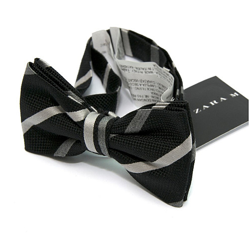 Галстук бабочка Zara черная в полоску BZR-9015