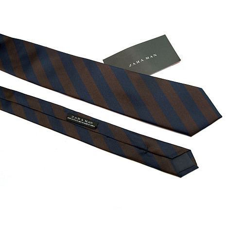 Галстук Zara в сине-коричневую полоску GZR-1307