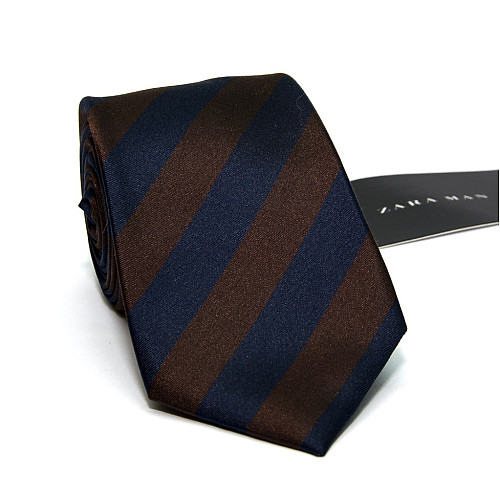 Галстук Zara в сине-коричневую полоску GZR-1307