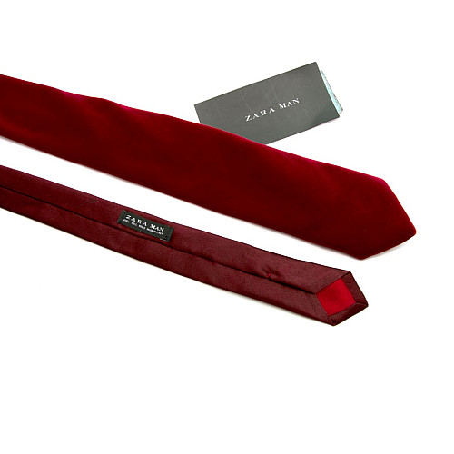 Бархатный галстук Zara вишневый GZR-1312