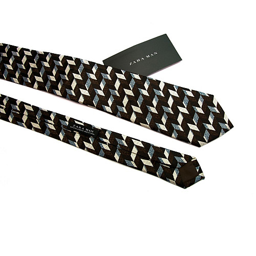 Коричневый галстук Zara в зигзаг GZR-1336