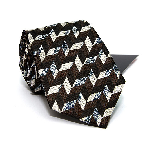 Коричневый галстук Zara в зигзаг GZR-1336