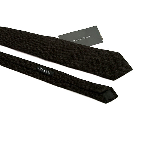 Галстук Zara черно-коричневый в елку GZR-1345