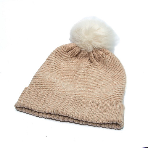 Жіноча шапка Zara блідно рожева з бамбоном 1323-742-942