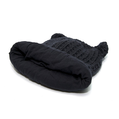 Женская шапка Zara темно-синяя с ушками 1323-747-401