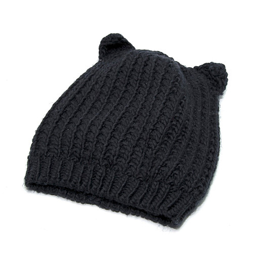 Женская шапка Zara темно-синяя с ушками 1323-747-401