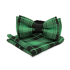 Набор 2 в 1 бабочка Gofin в клетку зеленая с платком ABN-7242