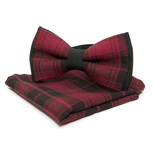 Набор 2 в 1 бабочка Gofin в клетку бордовая с платком ABN-7240