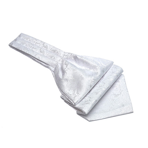 Краватка біла аскот з візерунком пейслі-турецький огірок ASK-7010