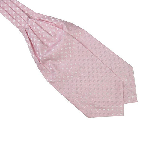 Краватка аскот рожева з квадратиками ASK-7066