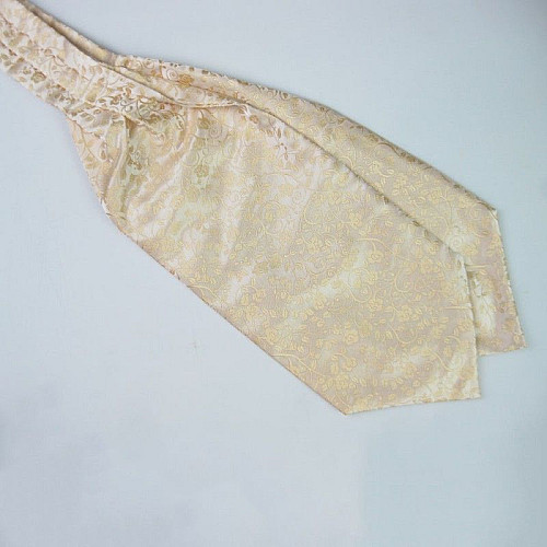 Краватка аскот бежева з квітами ASK-7074